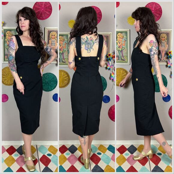 Vintage 1990s Black Rib Sleeveless Sheath Dress - Picture 3 of 7